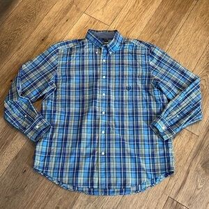 CHAPS | plaid button down shirt, size large